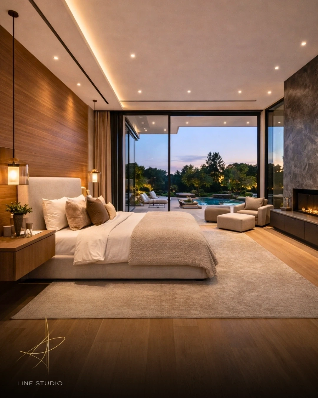Casa Monolith con sala contemporanea y ventanales amplios