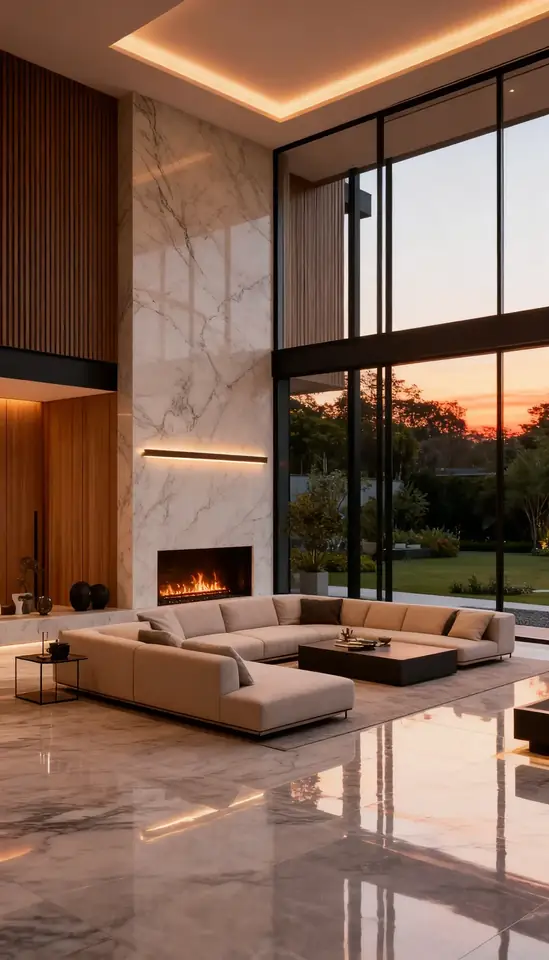 Interior residencial de sala de lujo