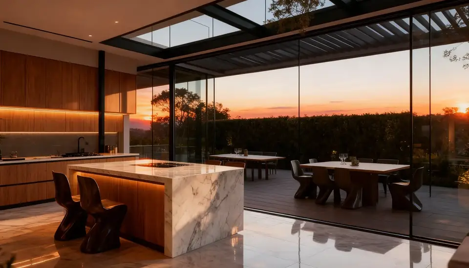 Cocina abierta residencial premium